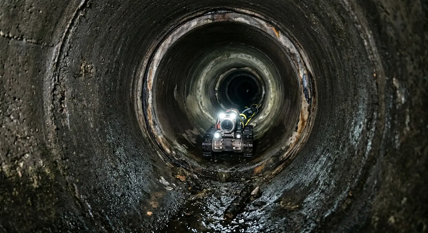 Robotic sewer camera inspecting pipe interior for Sewer Line Cleaning in Miles City
